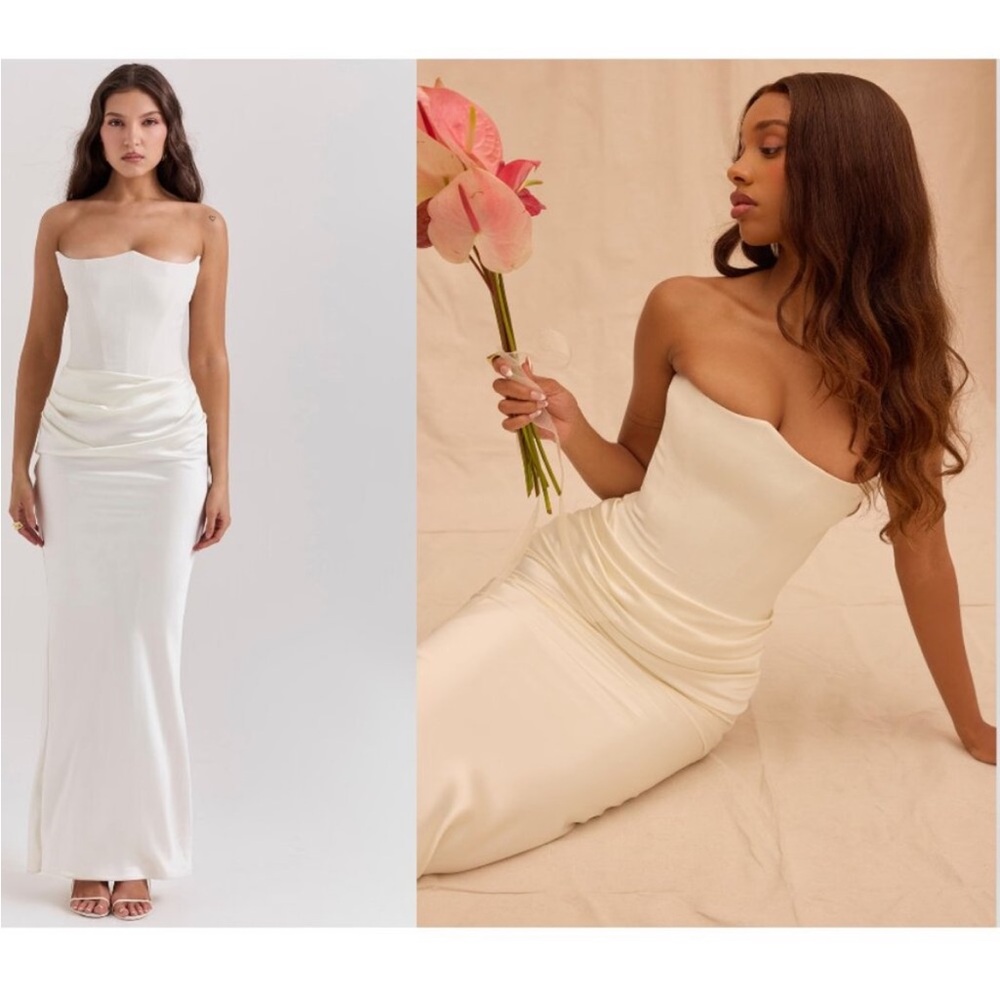 House of CB Strapless Cream Gown